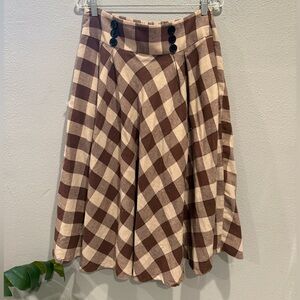 Belle Rogue Two tone brown asymmetrical plaid skirt with pockets size XL
